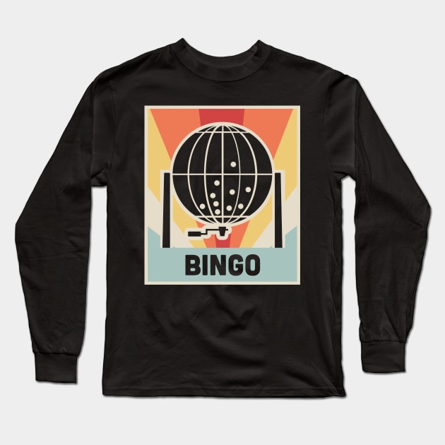 Vintage 70s Bingo Caller Poster Long Sleeve T-Shirt by MeatMan
